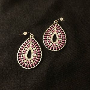 Lavender teardrop earrings with crystal accents